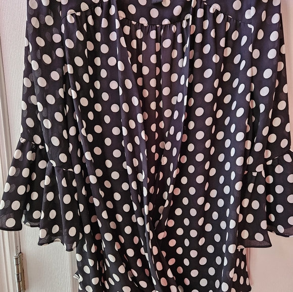 INC-International Concept- Women Black with White Polka Dots Blouse Extra Large - Picture 4 of 9